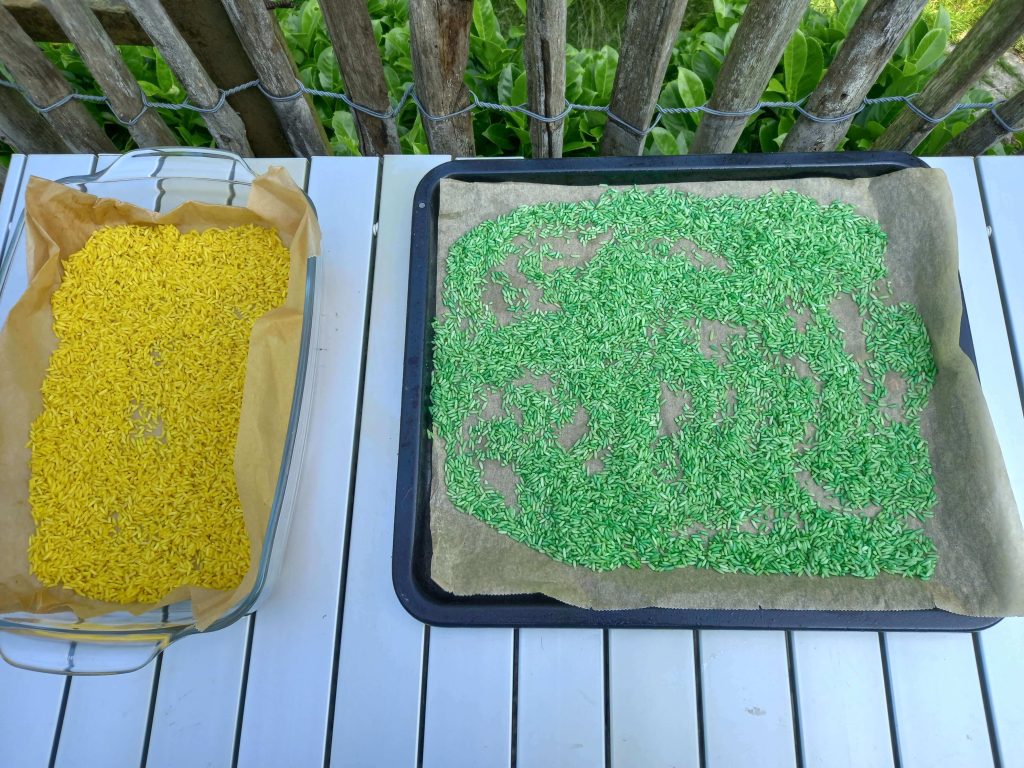 Speelrijst maken - DIY gekleurde rijst - Sensorisch speelgoed