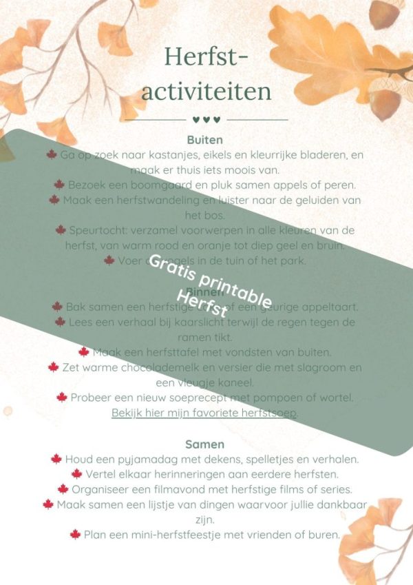 Gratis printable thema herfst