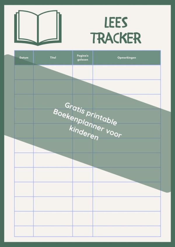 Gratis printable boekenplanner voor kinderen