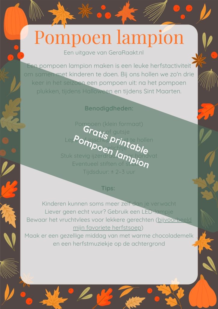 Gratis printable - Pompoen lampion maken - Herfst, Halloween, Sint Maarten