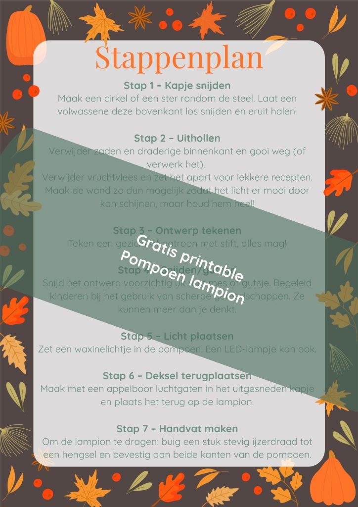 Gratis printable - Pompoen lampion maken - Herfst, Halloween, Sint Maarten